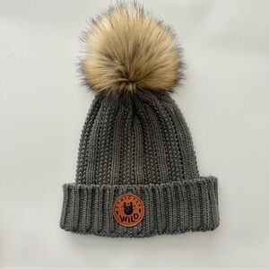 Adult Strictly Wild Gray Pom Pom Beanie